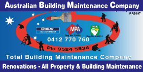 AUSTRALIAN BUILDING MAINTENANCE COMPANY - ALL JOBS LARGE OR SMALL - FULLY QUALIFIED TRADESMEN - PROPERTY AND BUILDING MAINTENANCE SPECIALISTS
